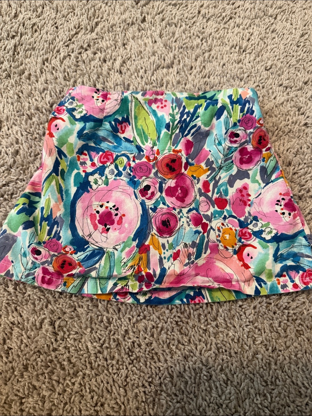 Girls Floral A-Line Skirt in Pink and Green